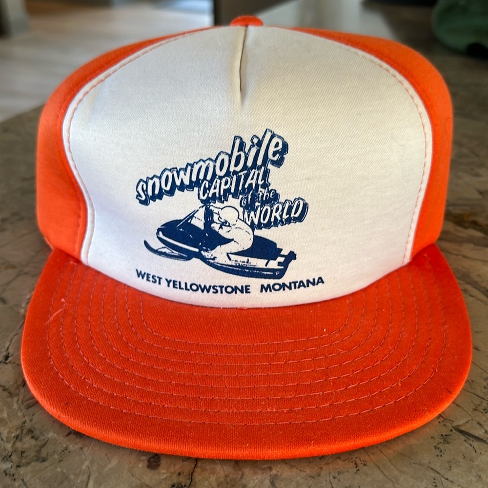 West Yellowstone Snowmobile Capital of the World Trucker Foam Hat - Vintage